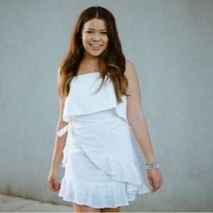 White fox wrap skirt